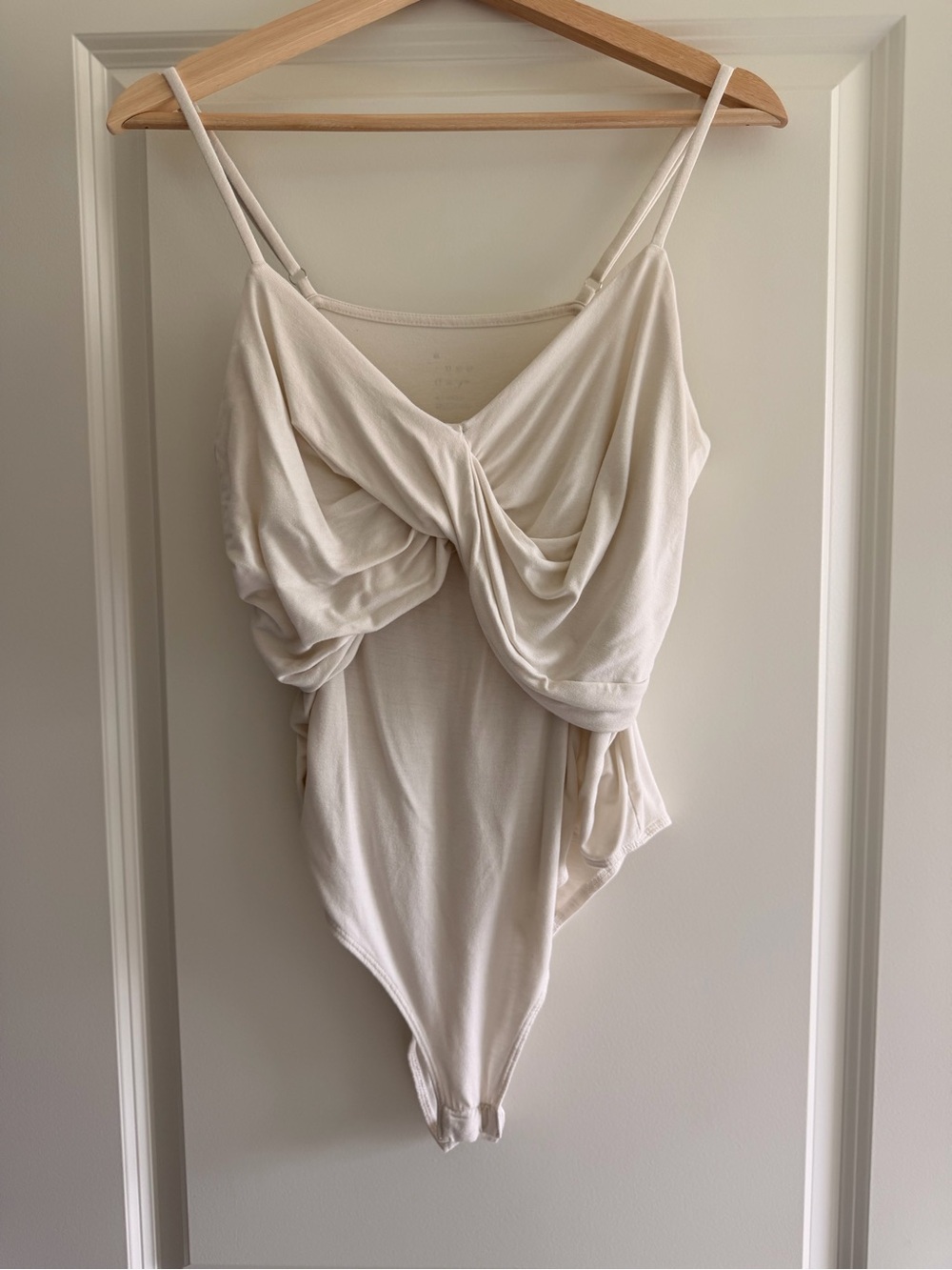 a new day Cream Twist Front Tank Bodysuit